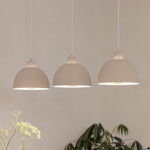EGLO Lampă suspendată Cazalilla, bej nisipiu, cu 3 becuri, metal, E27, reglabil, Bej, Bucătărie, Metal