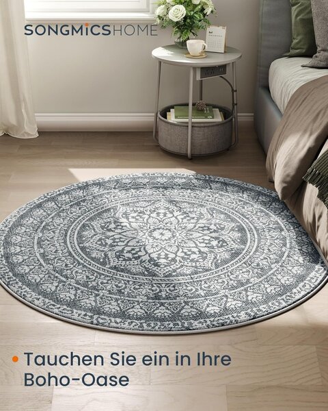 Covor rotund Songmics Gri inchis 120x120 cm