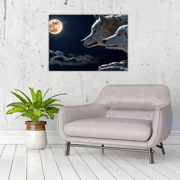 Tablou cu lupi în lună (70x50 cm)