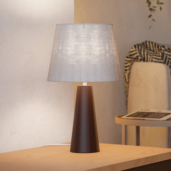 EGLO Lampa de masă Patemisco, maro/natur, oțel, material textil, înălțime 41 cm, Maro / Rugină, Camera de zi / sufragerie, Metal
