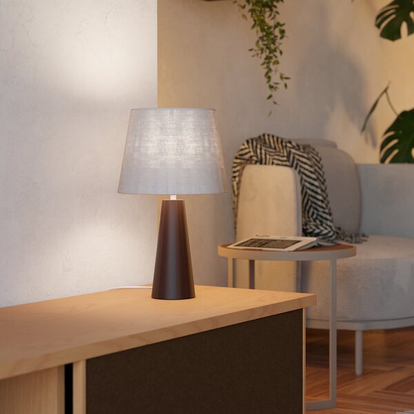 EGLO Lampa de masă Patemisco, maro/natur, oțel, material textil, înălțime 41 cm, Maro / Rugină, Camera de zi / sufragerie, Metal