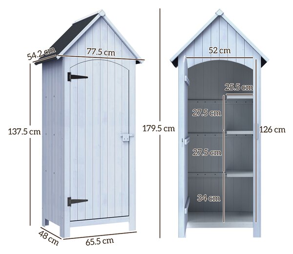 Outsunny Magazie de Scule de Gradina din Lemn Impermeabila cu Usi si Rafturi, 77.5x54.2x179.5 cm | Aosom Romania