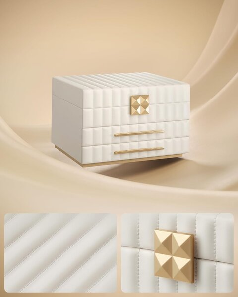 Cutie de bijuterii Songmics Alb 24x21.5x15.8 cm