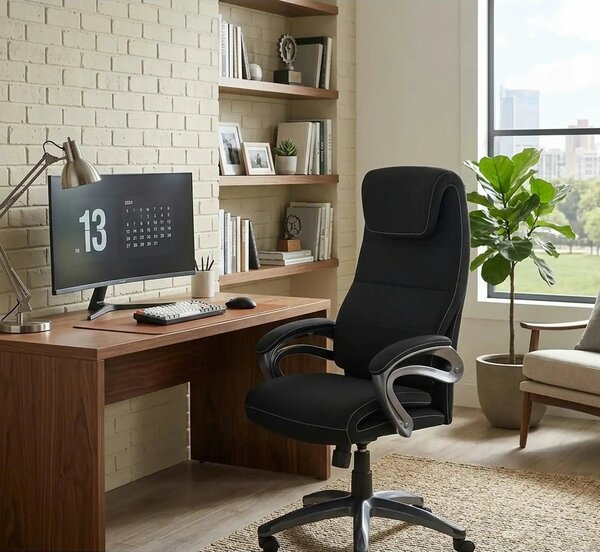 Scaun birou SIDNEY, negru, stofa, 65x70x117/125 cm