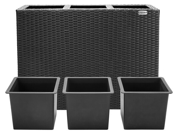 Suport De Flori, polyrattan, negru, 83 x 30 x 60 cm