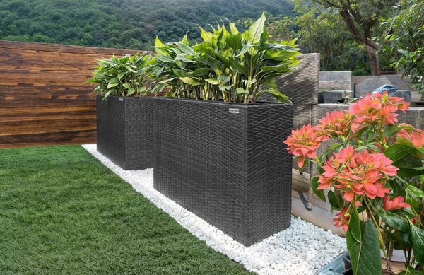 Suport De Flori, polyrattan, negru, 83 x 30 x 60 cm