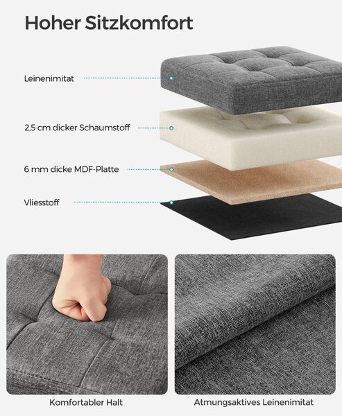 Cufar depozitare Ottoman Songmics Gri 30x30x30 cm