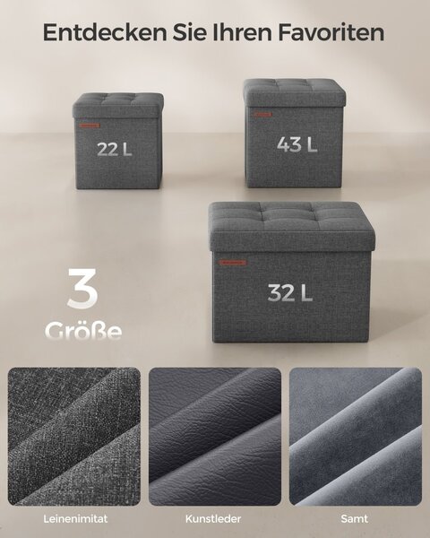 Cufar depozitare Ottoman Songmics Gri 30x30x30 cm