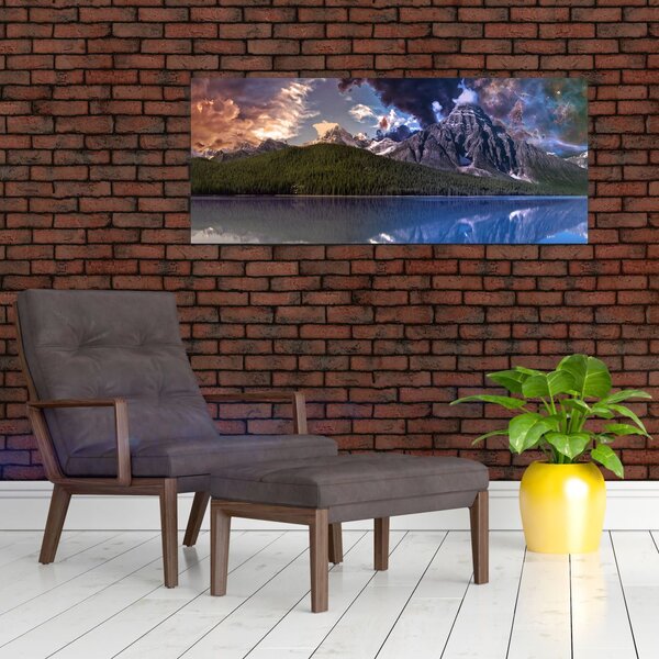 Tablou cu lac și munți (120x50 cm)