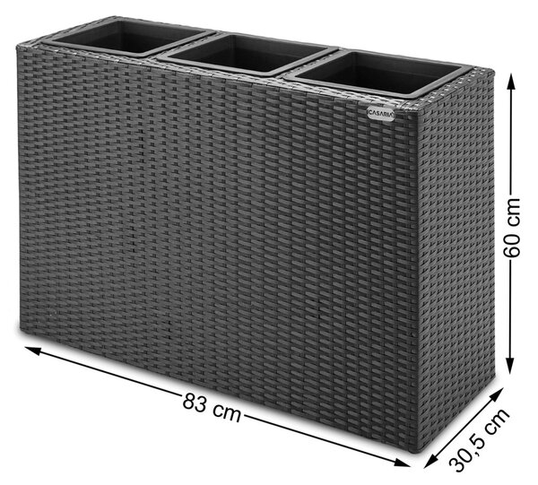 Suport De Flori, polyrattan, negru, 83 x 30 x 60 cm