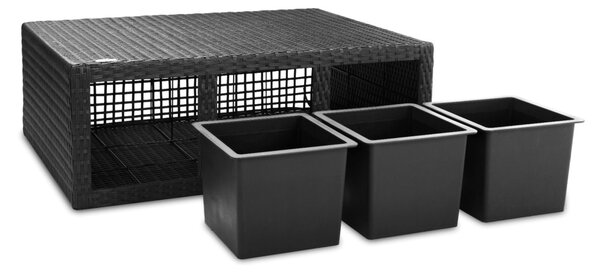 Suport De Flori, polyrattan, negru, 83 x 30 x 60 cm