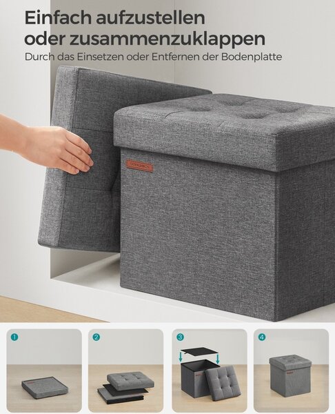 Cufar depozitare Ottoman Songmics Gri 30x30x30 cm