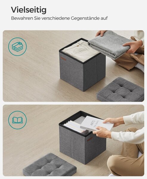 Cufar depozitare Ottoman Songmics Gri 30x30x30 cm