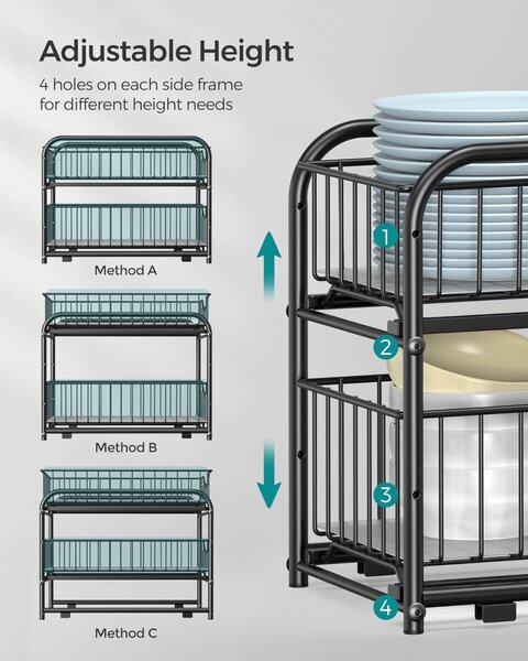 Raft organizator cu sertar Negru Songmics 36x21x31.5 cm