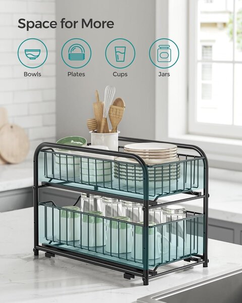 Raft organizator cu sertar Negru Songmics 36x21x31.5 cm