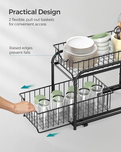 Raft organizator cu sertar Negru Songmics 36x21x31.5 cm