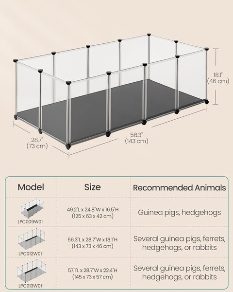 Tarc pentru animale de companie Alb Songmics 143x73x46 cm