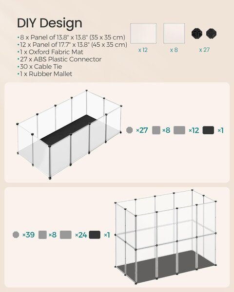Tarc pentru animale de companie Alb Songmics 143x73x46 cm