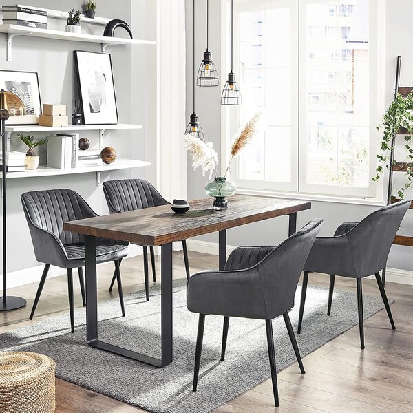 Scaun dining, Songmics, Gri, 62.5x60x85 cm