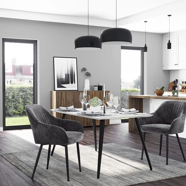 Scaun dining, Songmics, Gri, 62.5x60x85 cm