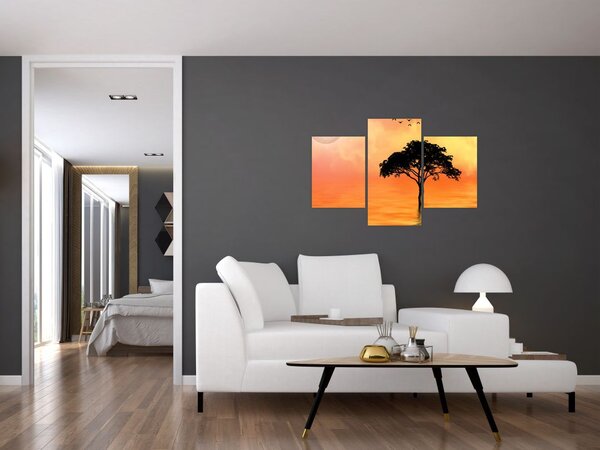 Tablou cu copac în apus de soare (90x60 cm)