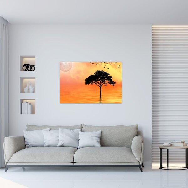Tablou cu copac în apus de soare (90x60 cm)