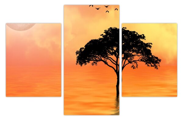 Tablou cu copac în apus de soare (90x60 cm)