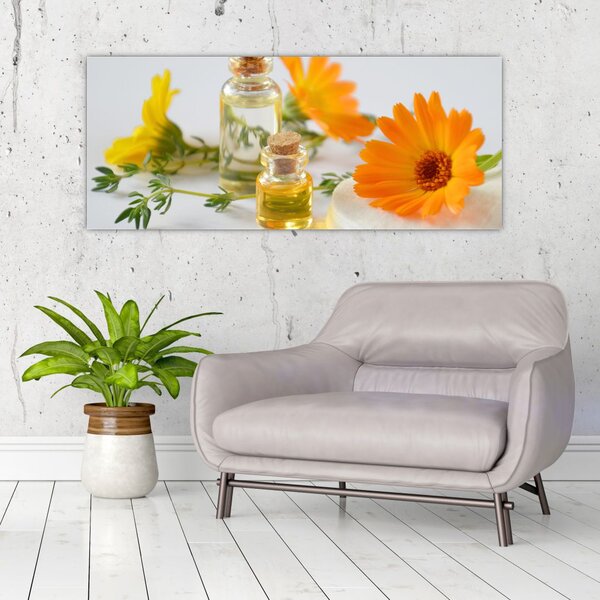 Tablou cu flori portocalii (120x50 cm)