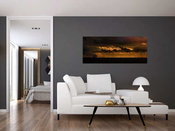 Tablou unei vele în apus de soare (120x50 cm)