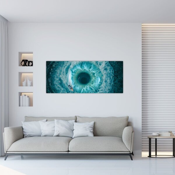 Tablou marea cu barca (120x50 cm)