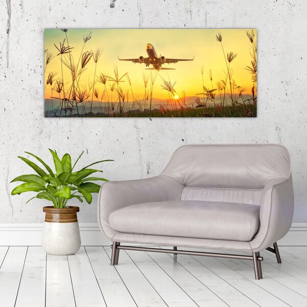 Tablou cu avionul ridicându-se spre zbor (120x50 cm)