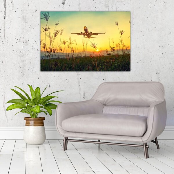 Tablou cu avionul ridicându-se spre zbor (90x60 cm)