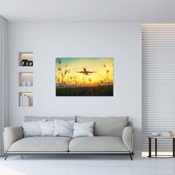 Tablou cu avionul ridicându-se spre zbor (90x60 cm)