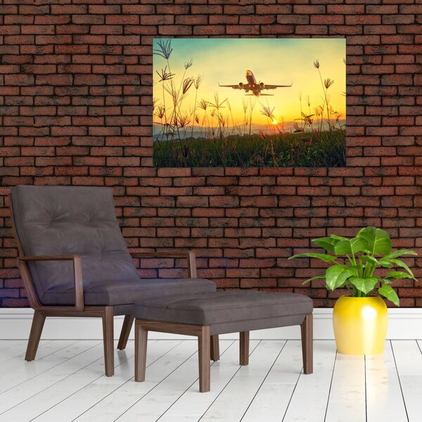 Tablou cu avionul ridicându-se spre zbor (90x60 cm)