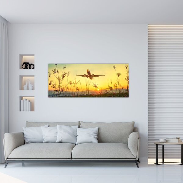 Tablou cu avionul ridicându-se spre zbor (120x50 cm)