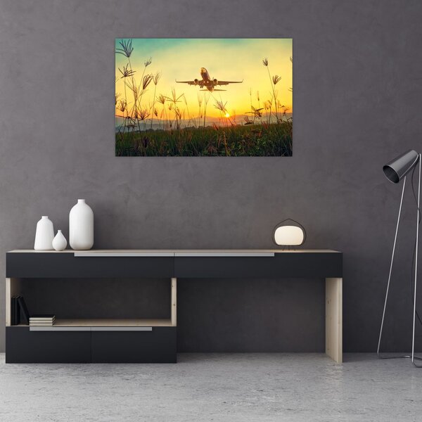 Tablou cu avionul ridicându-se spre zbor (90x60 cm)