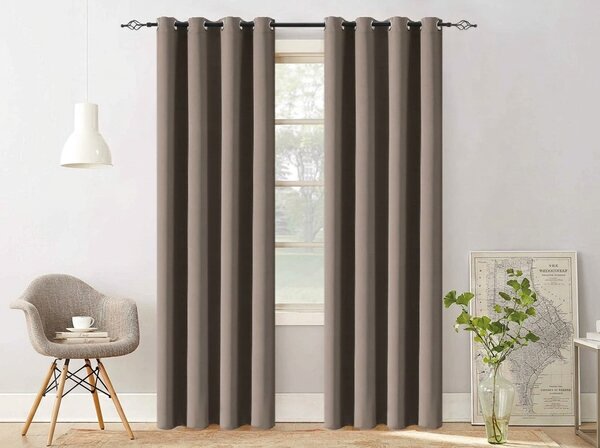Draperie maro deschis OXFORD 140x250 cm Agatat: Inele metalice