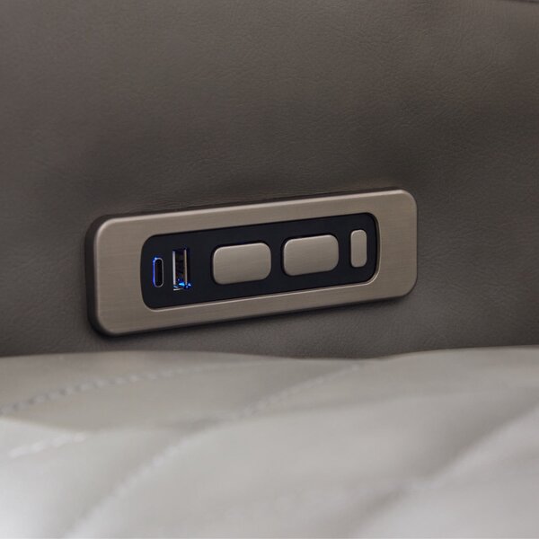 Canapea dumonde, reclinere electrice, incarcare wireless, USB-C, suport pahare incalzite, lumini LED Selvar 185x97 cm