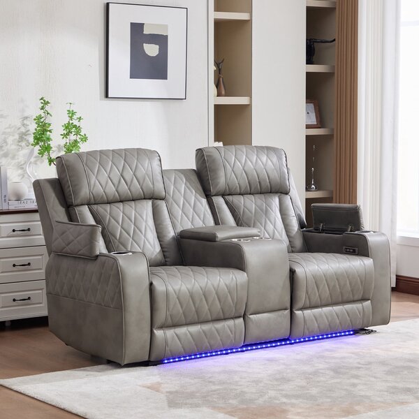 Canapea dumonde, reclinere electrice, incarcare wireless, USB-C, suport pahare incalzite, lumini LED Selvar 185x97 cm