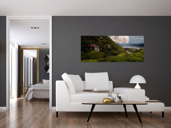 Tablou - peisaj cu luna (120x50 cm)