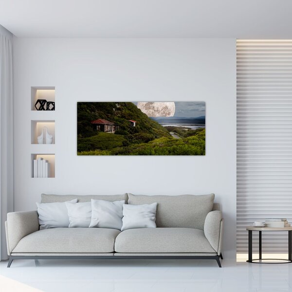 Tablou - peisaj cu luna (120x50 cm)