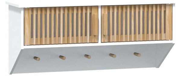 Dulap de perete cu cârlige, alb, 80x24x35,5 cm, lemn prelucrat