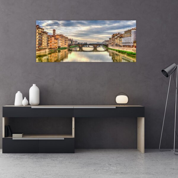 Tablou orașului cu râu (120x50 cm)