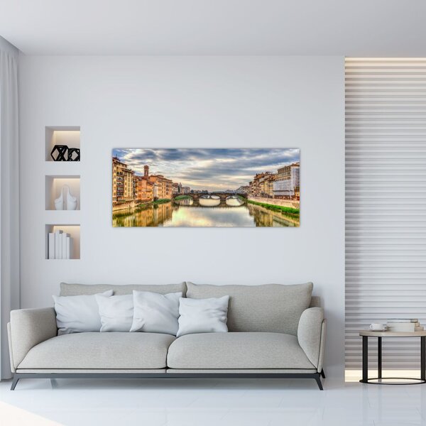 Tablou orașului cu râu (120x50 cm)