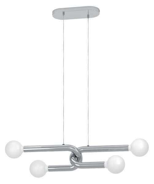 EGLO Lampă suspendată Mellili, cromată, cu 4 becuri, metal, plastic, E27, reglabil, Crom, Camera de zi / sufragerie, Metal, Modern
