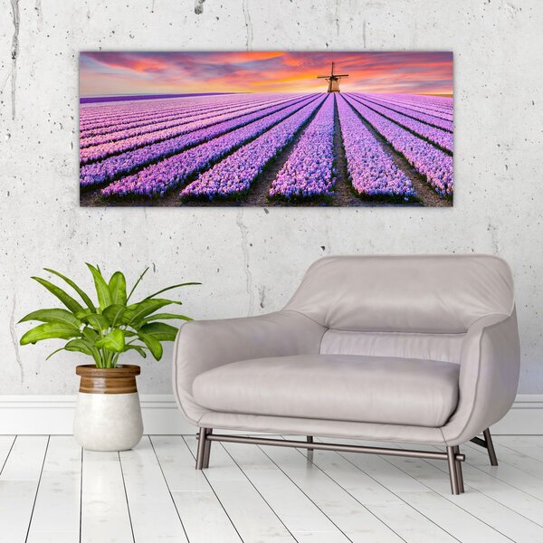 Tablou - ferma cu flori (120x50 cm)