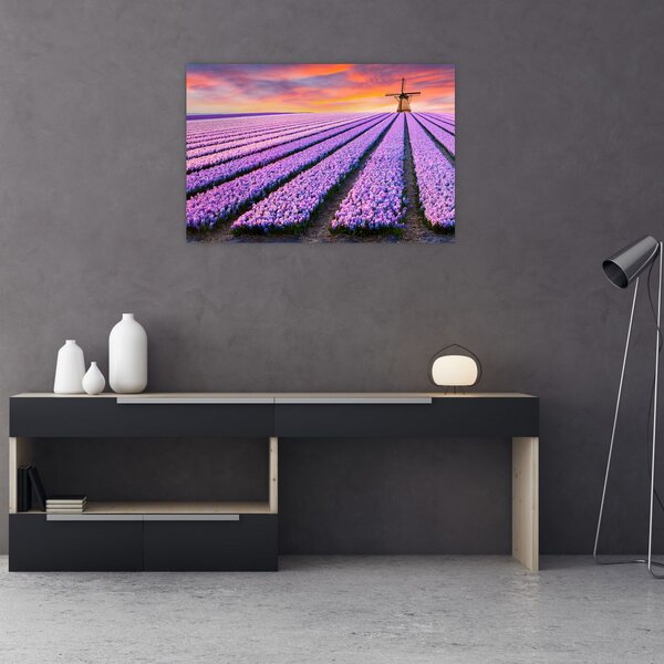 Tablou - ferma cu flori (90x60 cm)