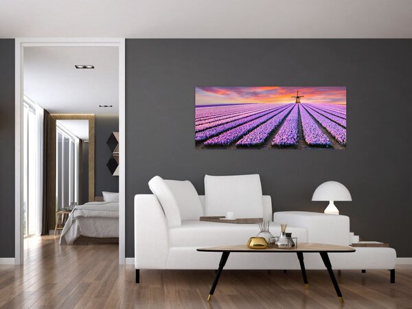 Tablou - ferma cu flori (120x50 cm)
