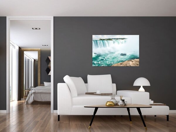 Tablou cu cascadele și corabie (90x60 cm)