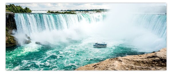 Tablou cu cascadele și corabie (120x50 cm)